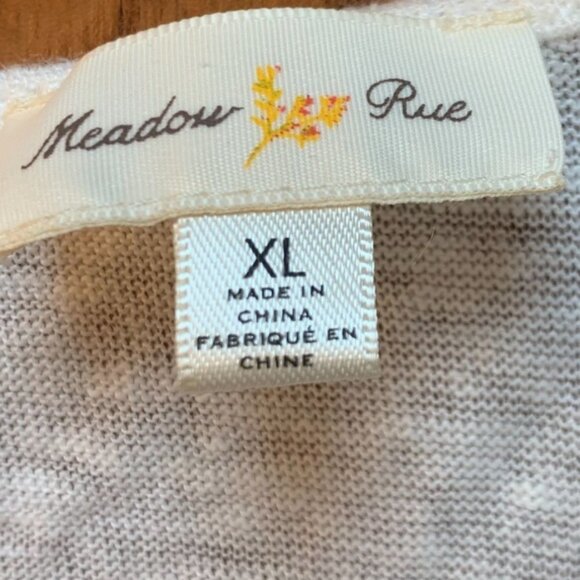 Meadow Rue Womens XL Linen Ruffle Cold Shoulder Shirt Off White - Picture 6 of 9